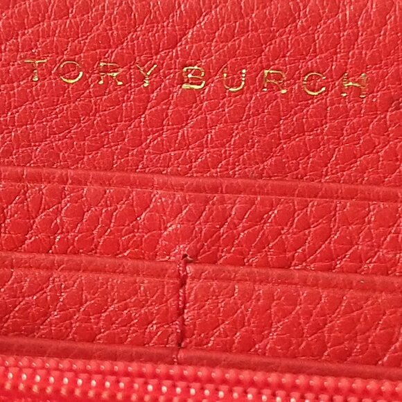 Tory Burch Pebble Leather Wallet Organizer Red - Picture 6 of 6